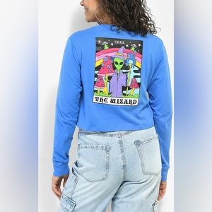 A-Lab Dita The Wizard Blue Crop Long Sleeve T-Shirt size Large